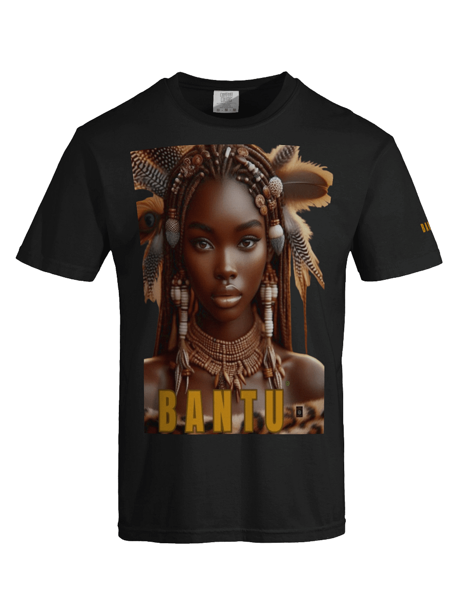 'BANTU' Tee- Shona Princess with Quail and Guinea Fowl Feathers Crown. product image (32)