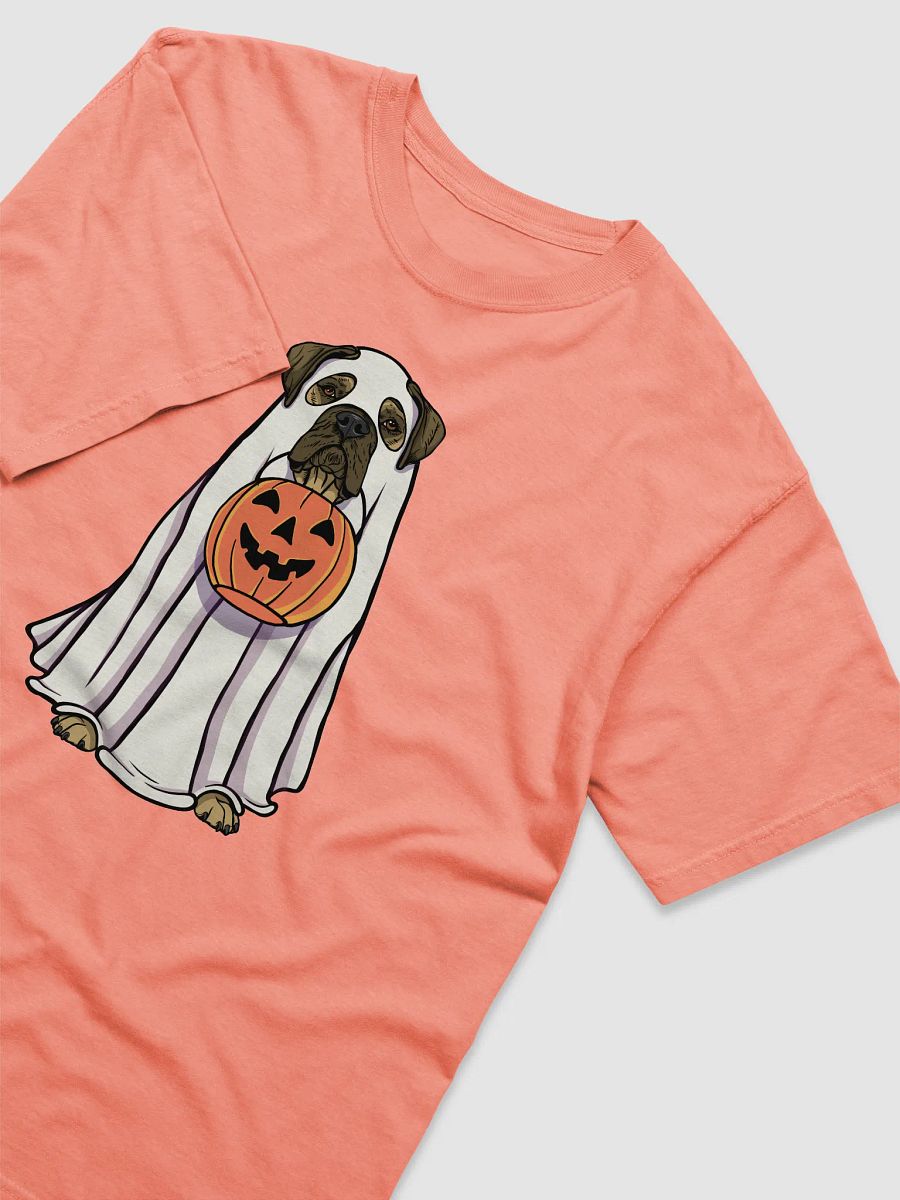 Funny Halloween Bullmastiff T-Shirt | Funny Bullmastiff Wearing a Ghost Costume and Holding a Pumpkin Basket product image (24)
