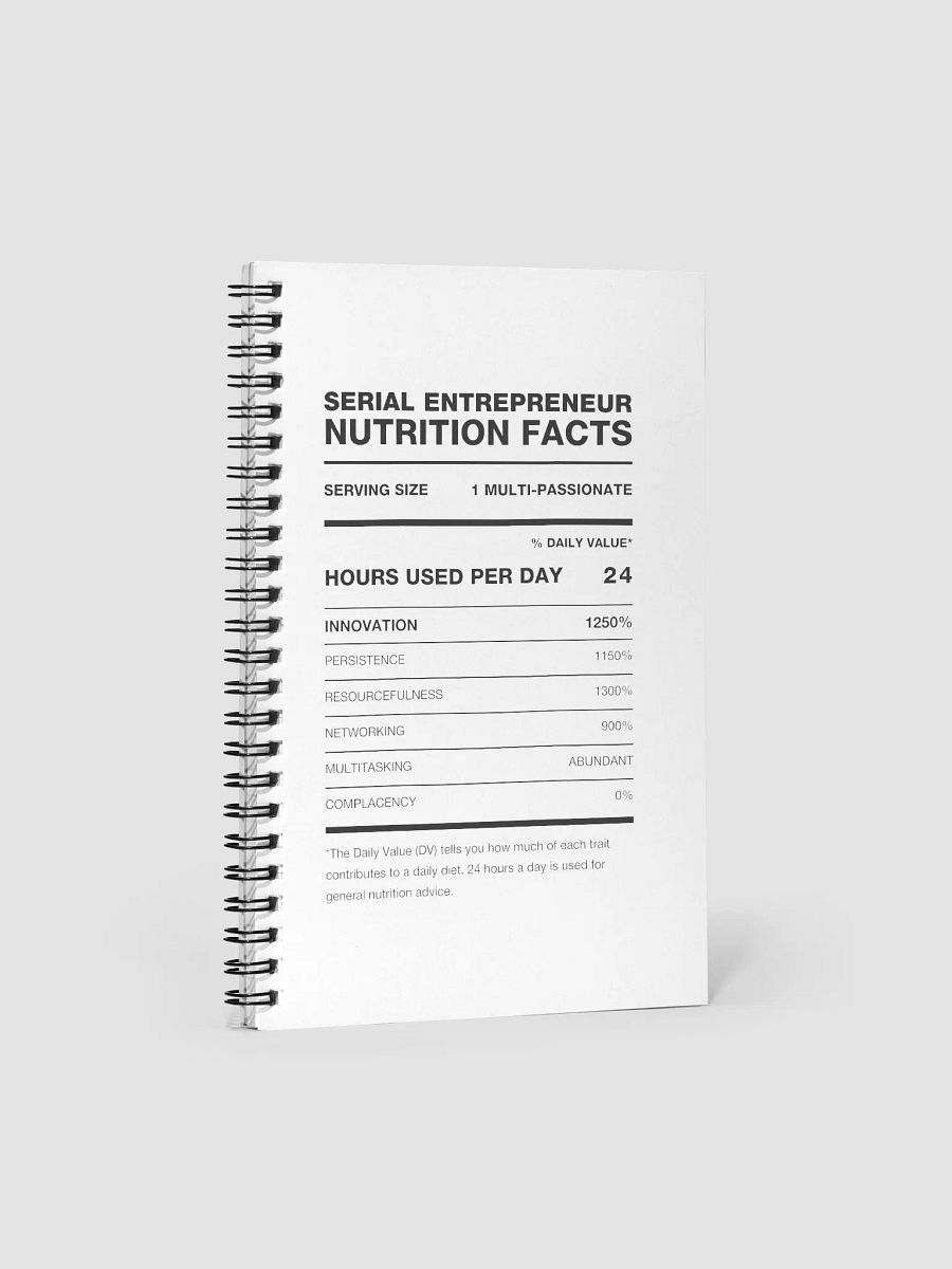 SERIAL ENTREPRENEUR Nutrition Facts Notebook product image (2)