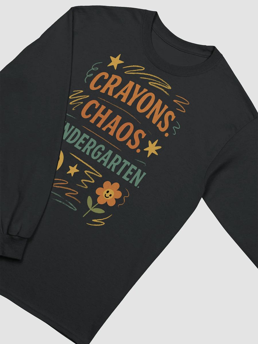 Crayons. Chaos. Kindergarten. Long Sleeve Shirt – Bold Retro Teacher Design product image (22)