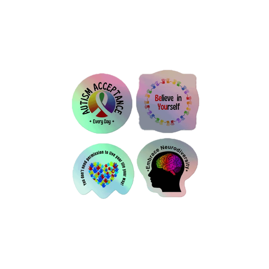 4 pack holographic Autism stickers product image (1)