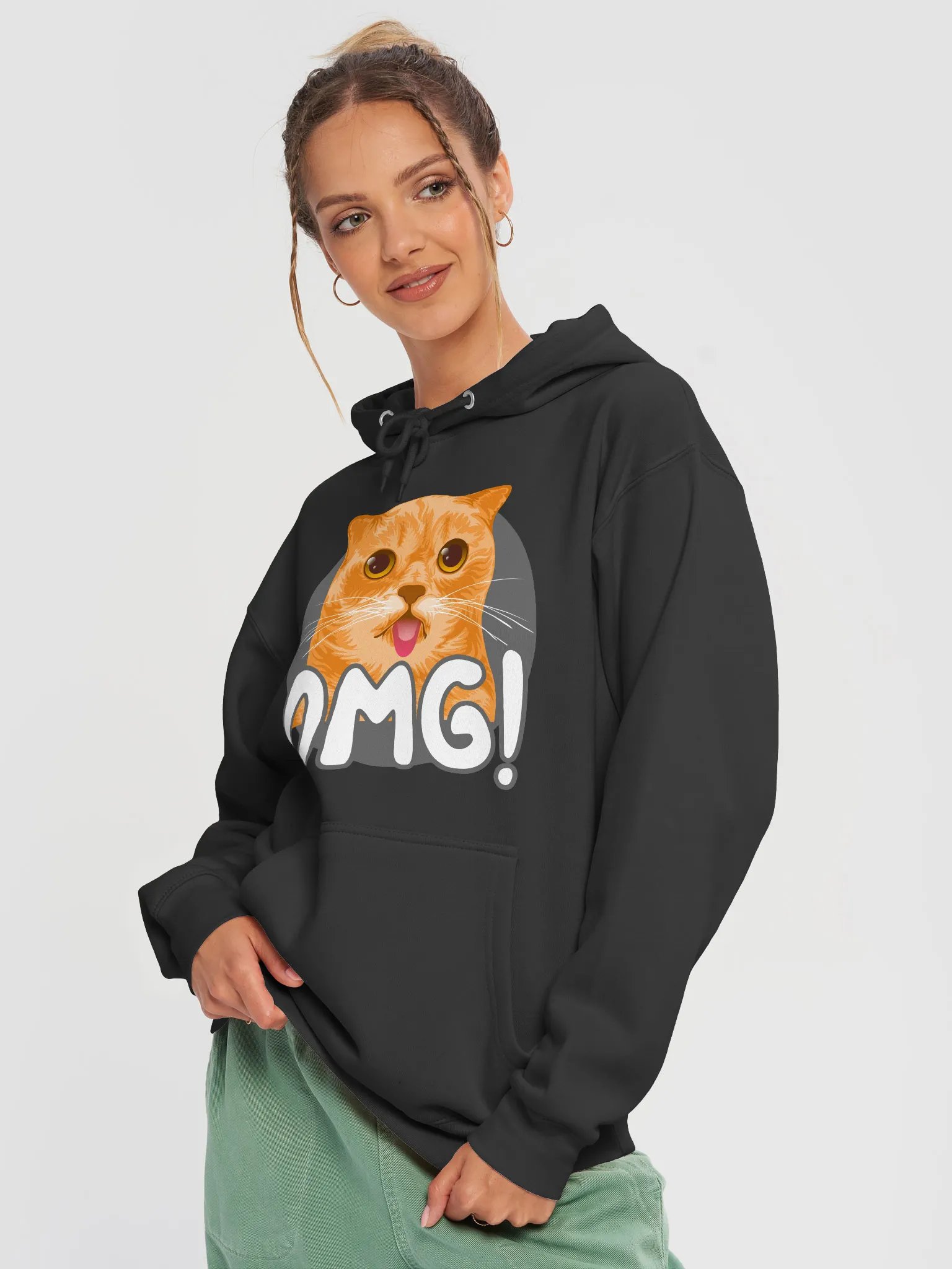 OMG! Surprised Cat Premium Hoodie product image (3)