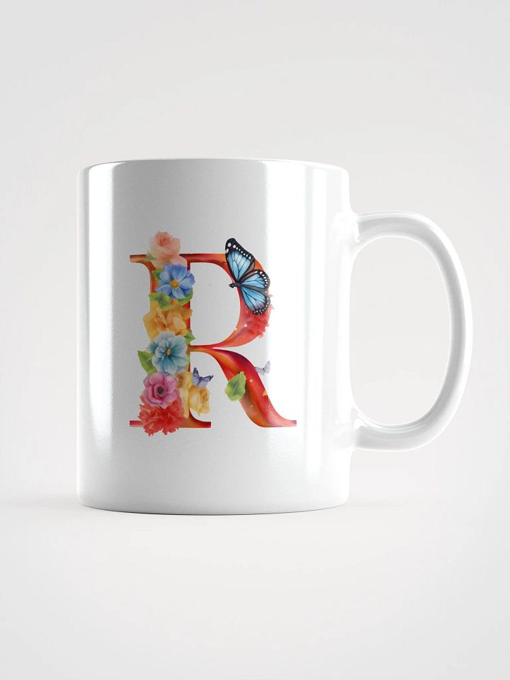 Letter R Monogram Floral Fantasy White Glossy Mug product image (2)
