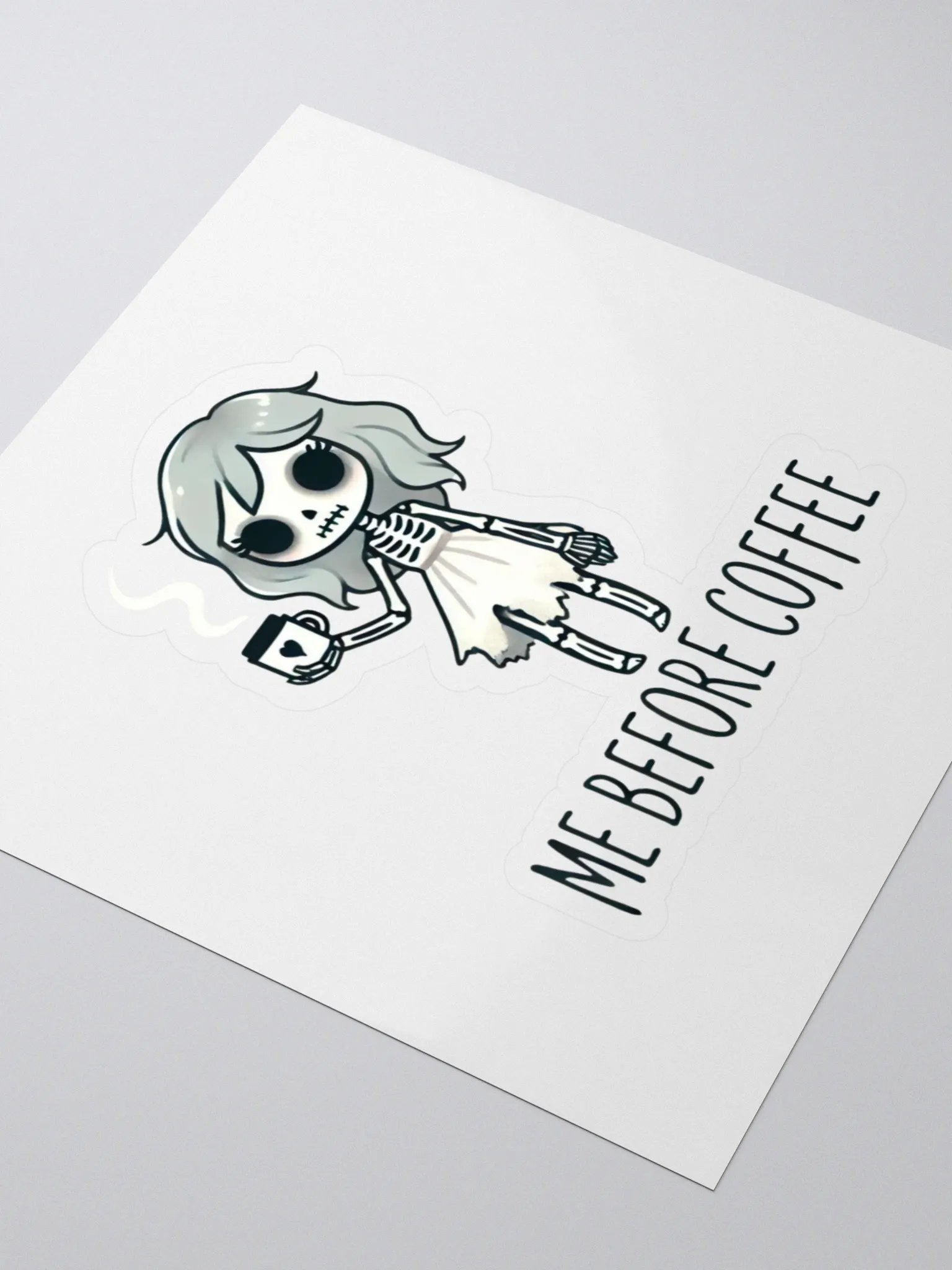 Me Before Coffee - Skeleton Girl Sticker product image (3)