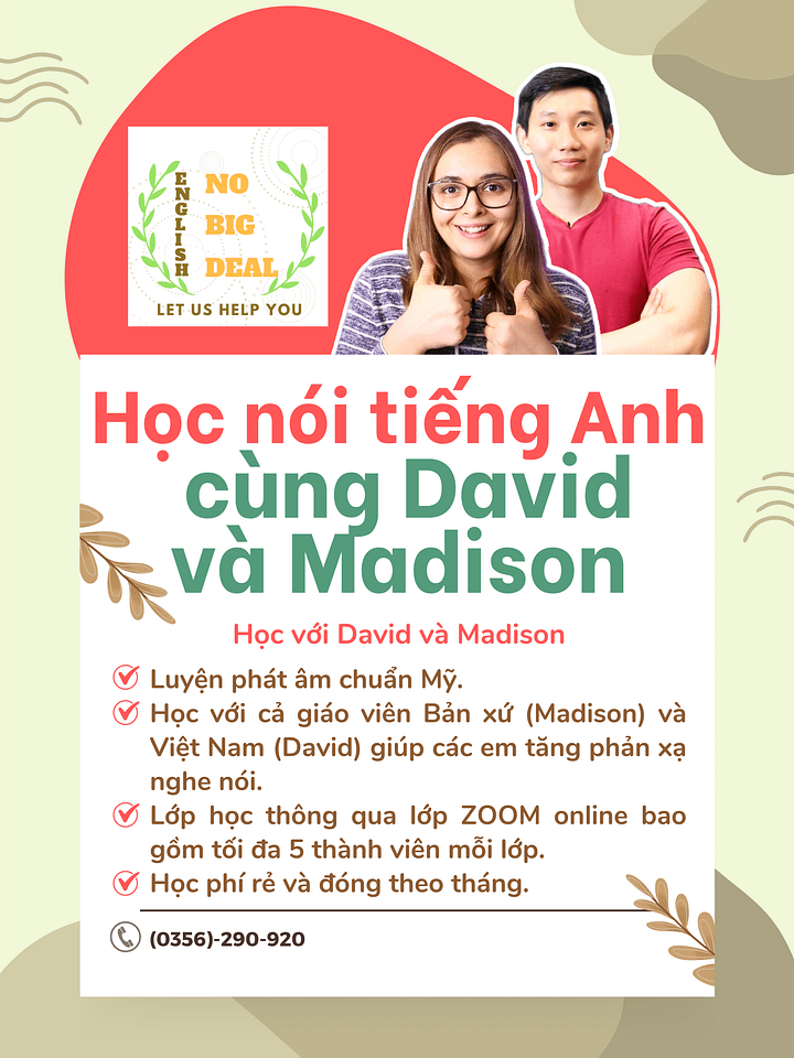 Học Nói Tiếng Anh Tự Tin và Lưu Loát cùng David và Madison product image (1)