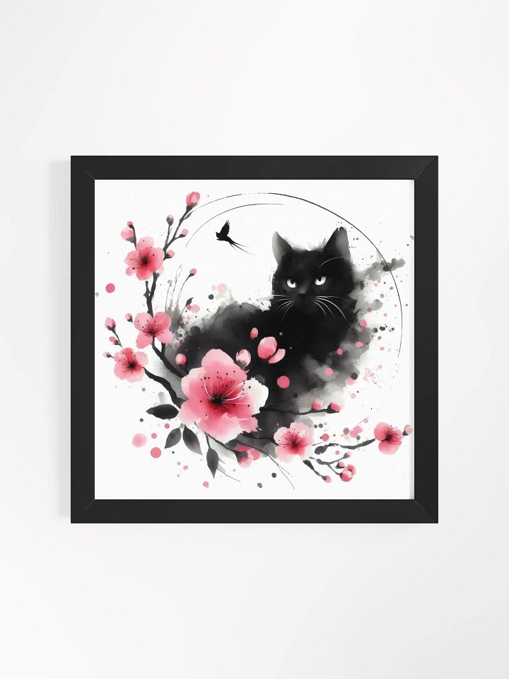 Enchanting Black Cat with Cherry Blossoms – Wall Art product image (2)