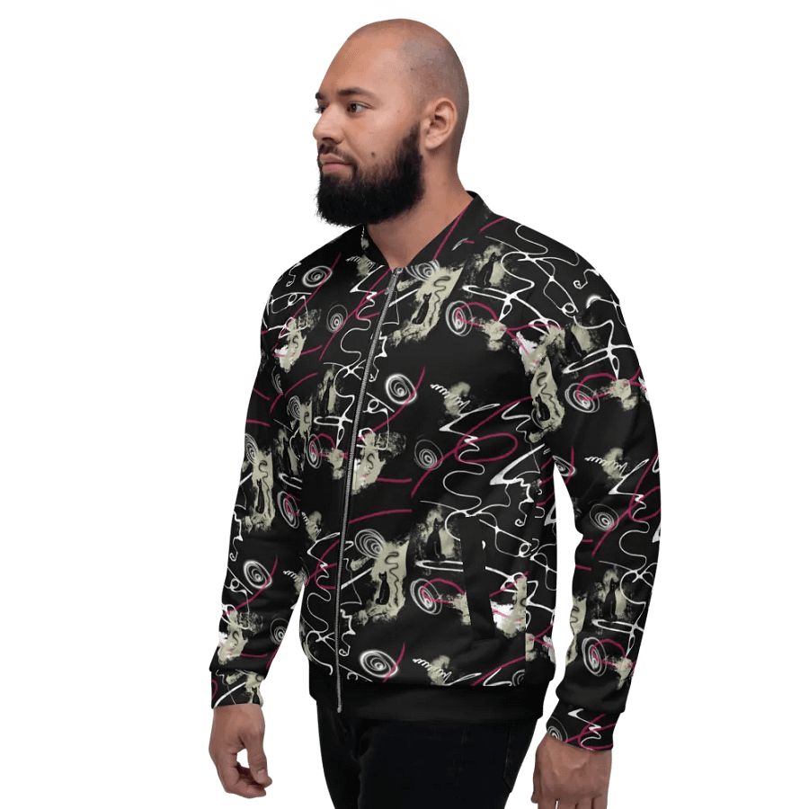 ScribbleWear #5 Unisex Bomber Zip Jacket/Black-Cat product image (3)