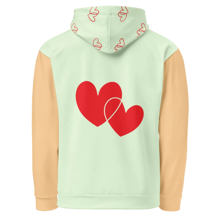 Orm Kornnaphat Heart Design Unisex Hoodie (Green and Brown) product image (2)
