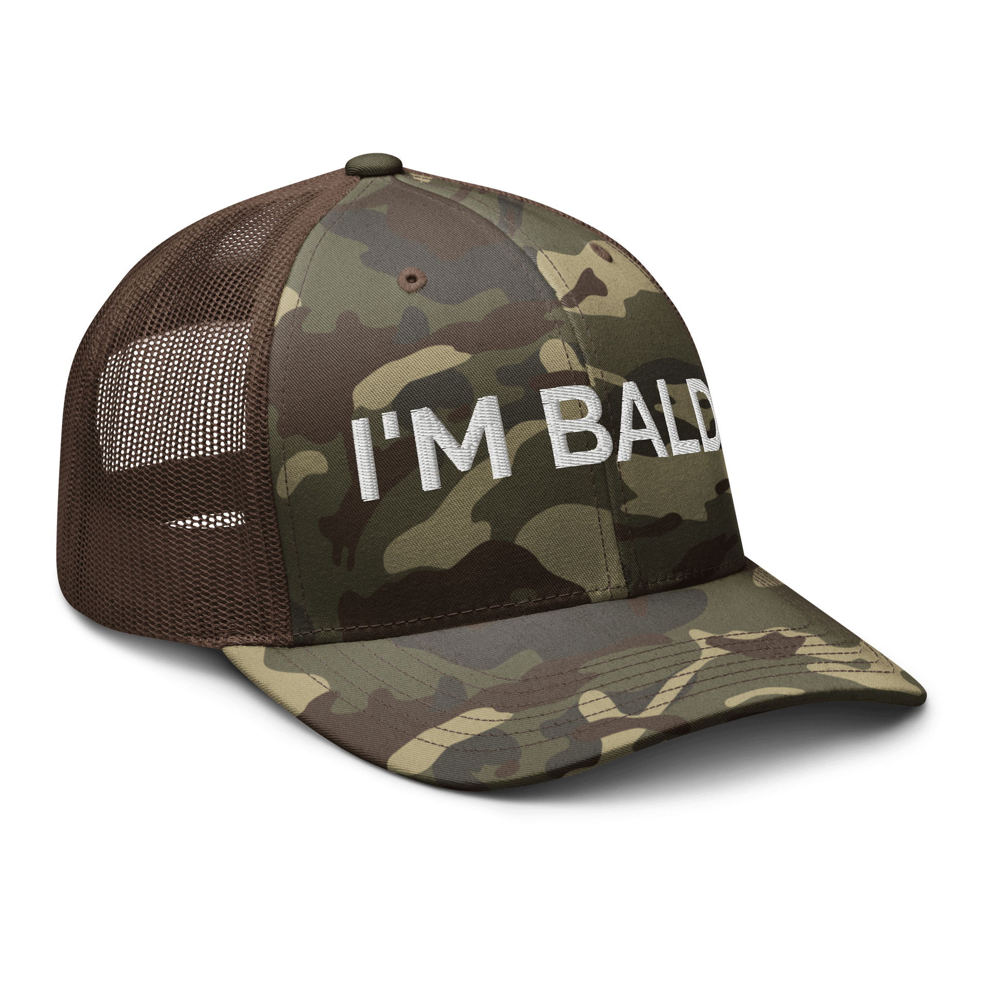 I'M BALD camo trucker hat product image (6)