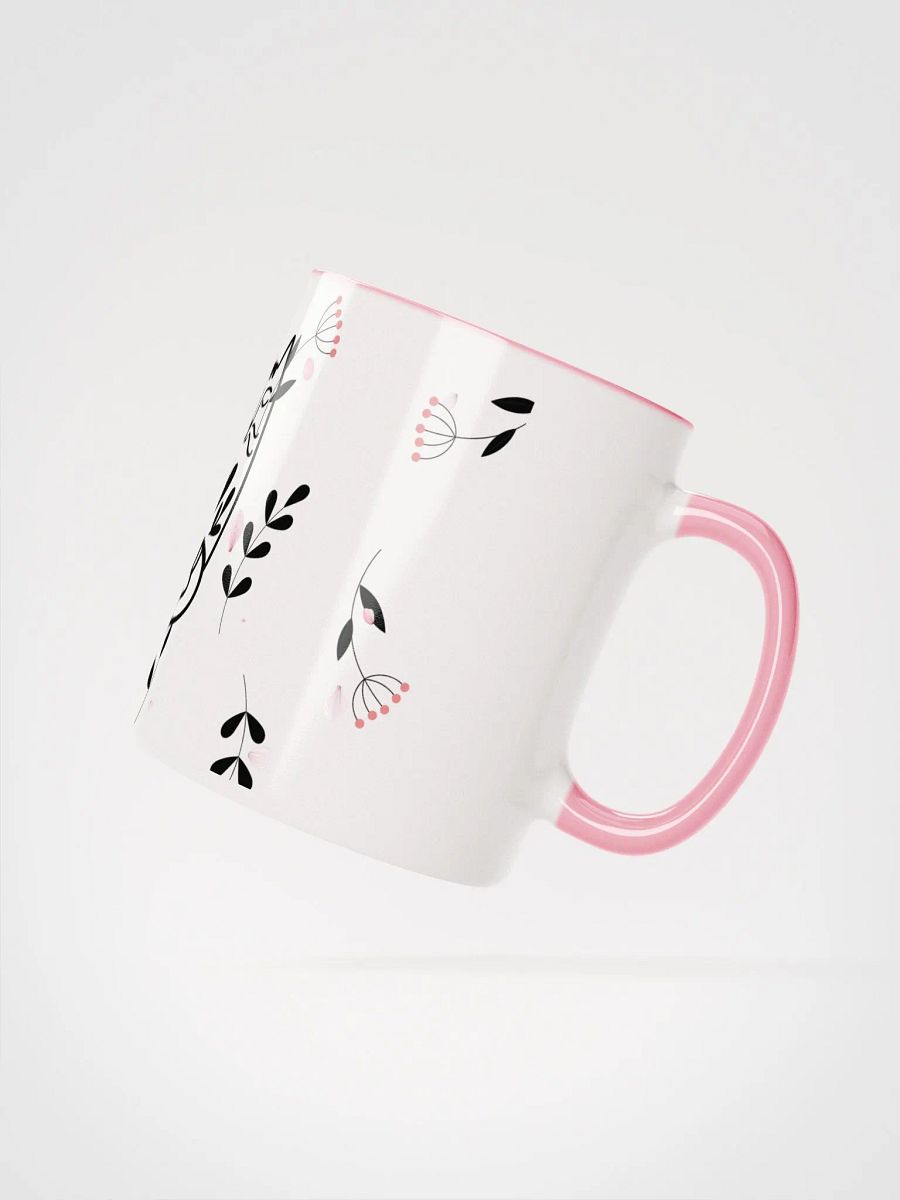 Whimsical Folk Art Cat Love Ceramic Mug|Housewarming Birthday Gifts Cute Mug (PINK) product image (2)