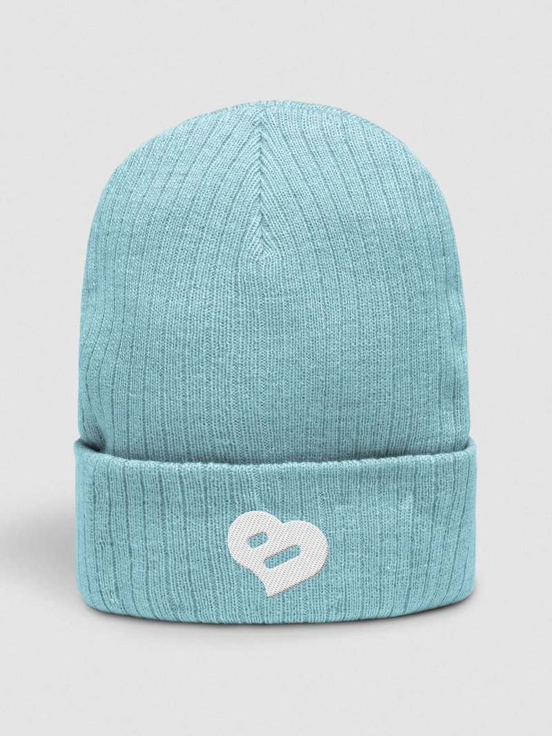 white heart beanie
