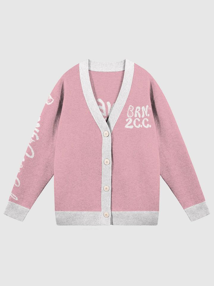 The Cape Cozy Cardigan | BOURNE to Cape Cod™ Unisex Knit Sweater | Coastal Classic Fit | Colors: Pink & White Trim product image (1)