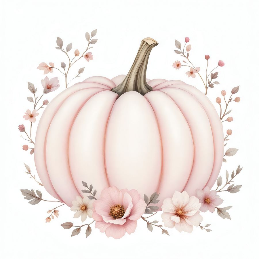 Free 20 Pink Floral Pumpkin Digital Clipart - Charming Designs for Creative Projects and Decor product image (4)