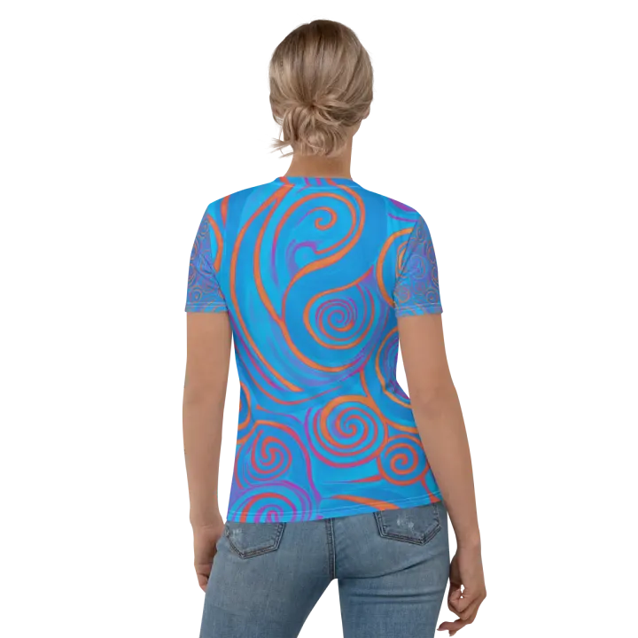 Funky Blue Dreams Liquid Tie-Dye Women's Crewneck T-shirt product image (2)