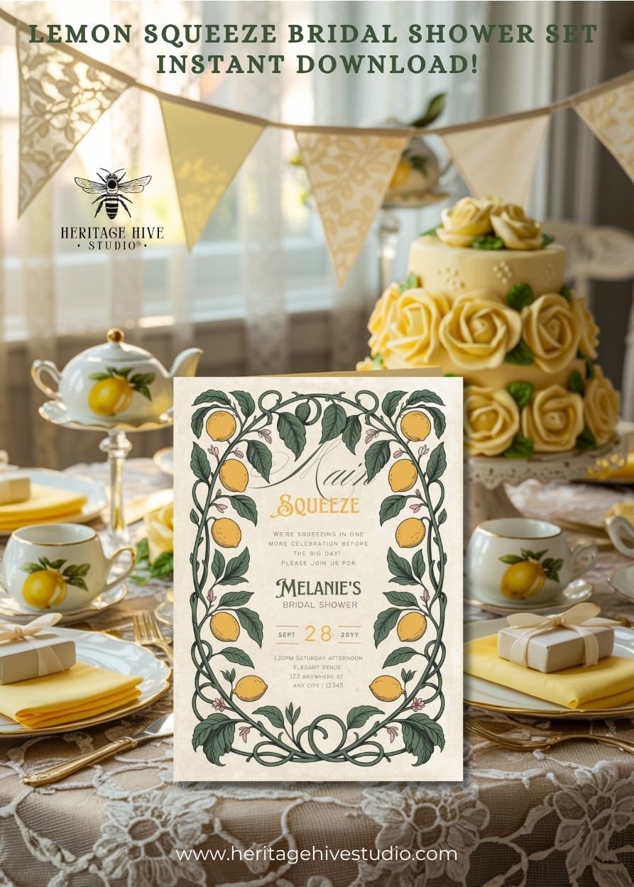 Botanical Lemon Themed Bridal Shower Invitations | Instant Download product image (3)