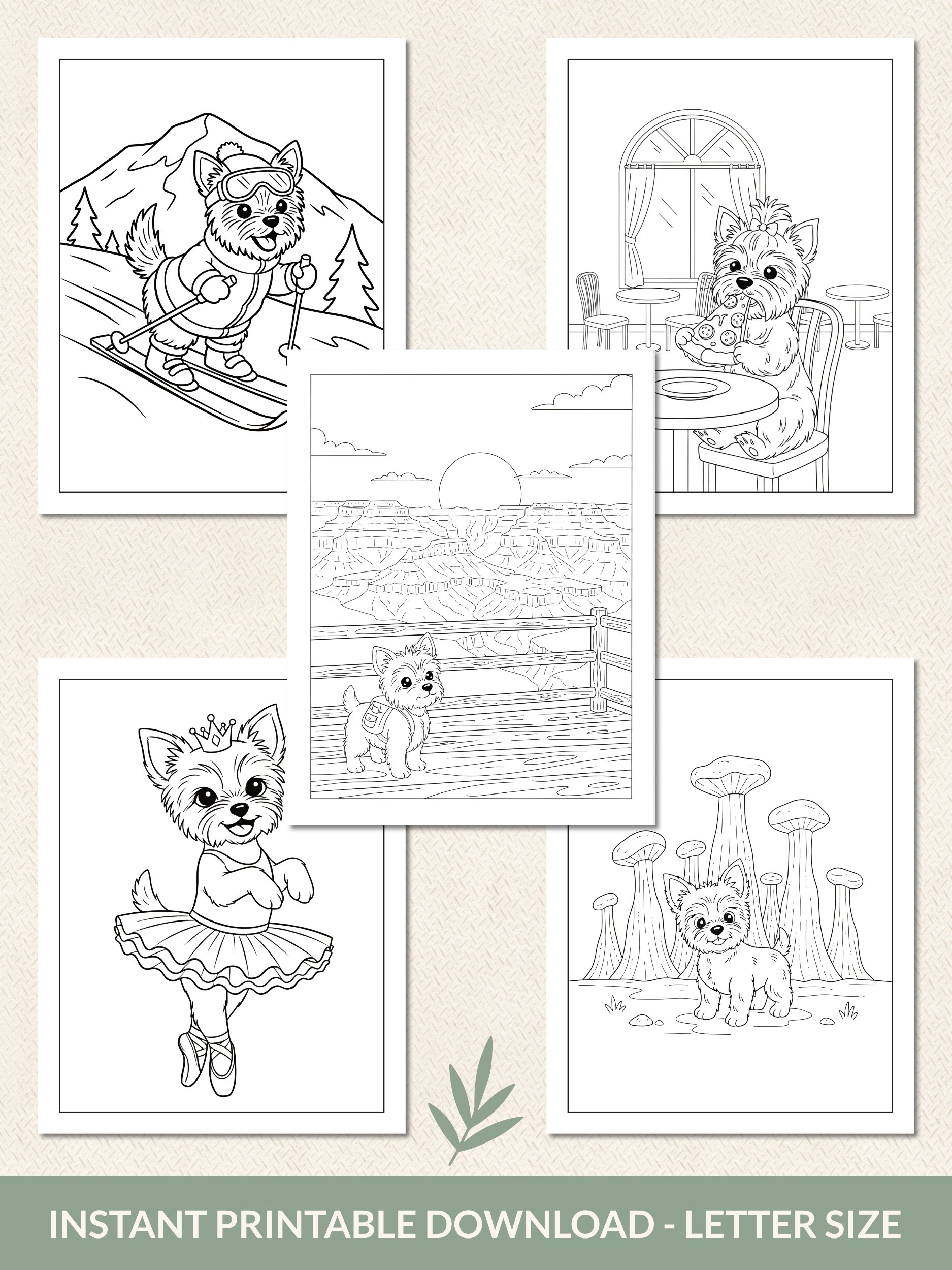Printable Cute Yorkie Dog Fantasy Adventures Coloring Pages Volume 1 – 25 Fun Designs product image (3)