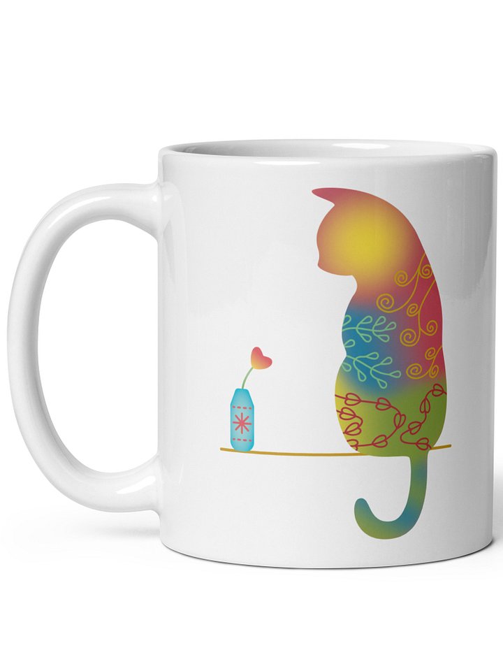 Cat with Heart Flower in Vase 11 oz Mug product image (2)