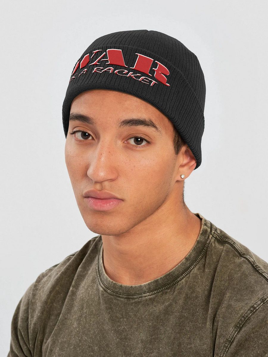 War Is A Racket - Red - Beechfield Organic Ribbed Beanie product image (3)
