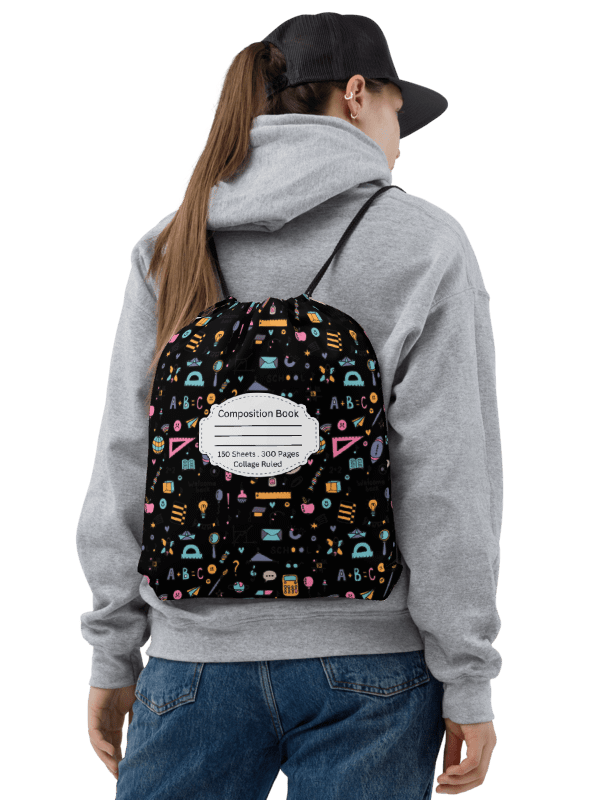 Chalkboard Chic Composition Inspired Essential Gym Drawstring Bag product image (3)