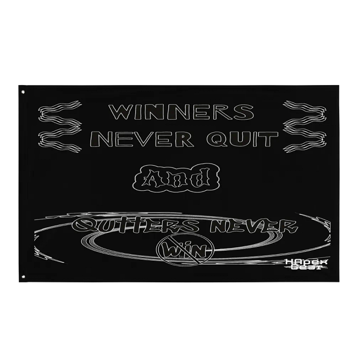 Winners Never Quit and Quitters Never Win - Black - Flag product image (1)