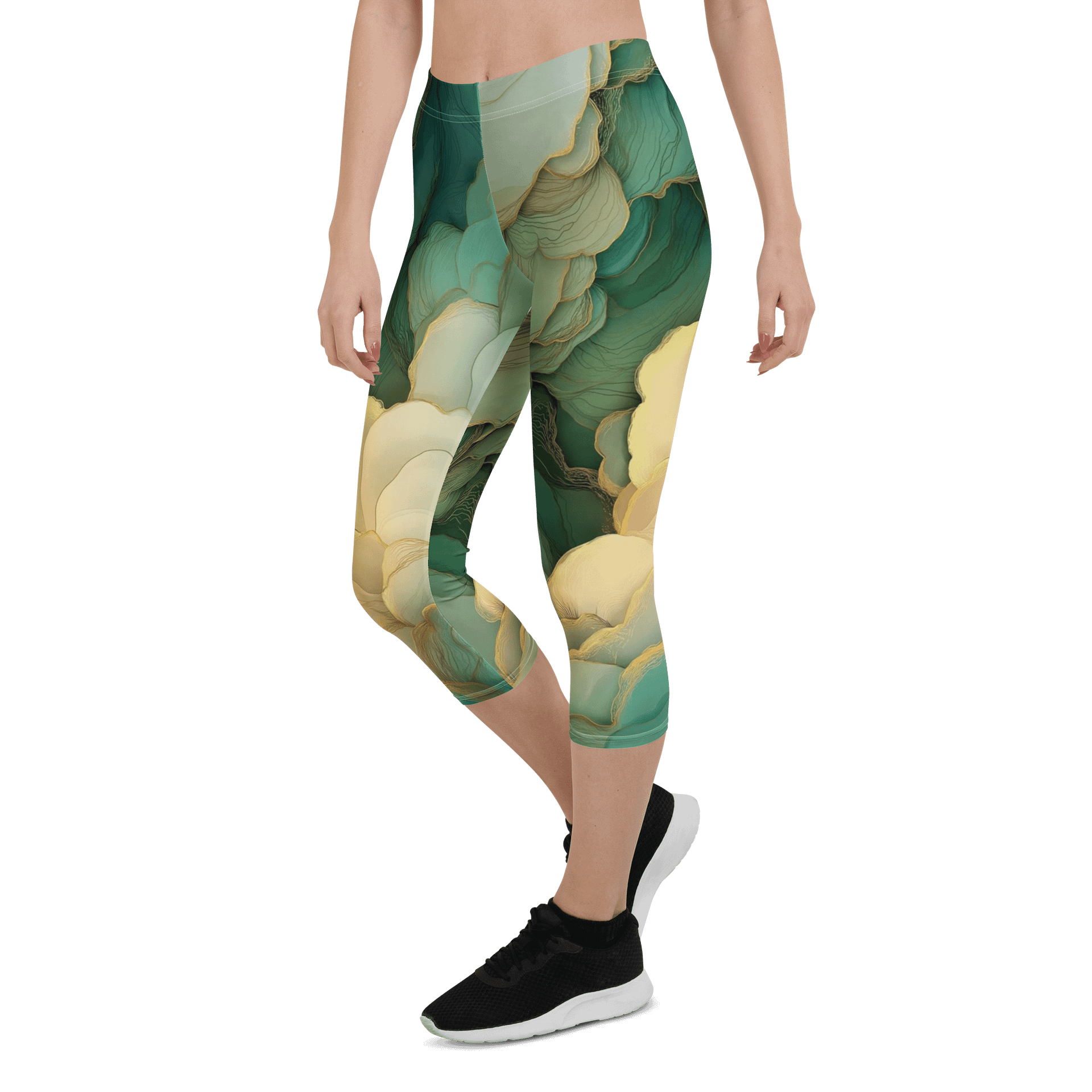 Abstract Floral Art Print Capri Leggings product image (5)