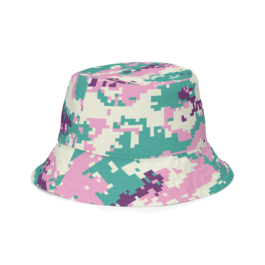 Pixelated Blue and Pink Camo Reversible Bucket Hat product image (3)