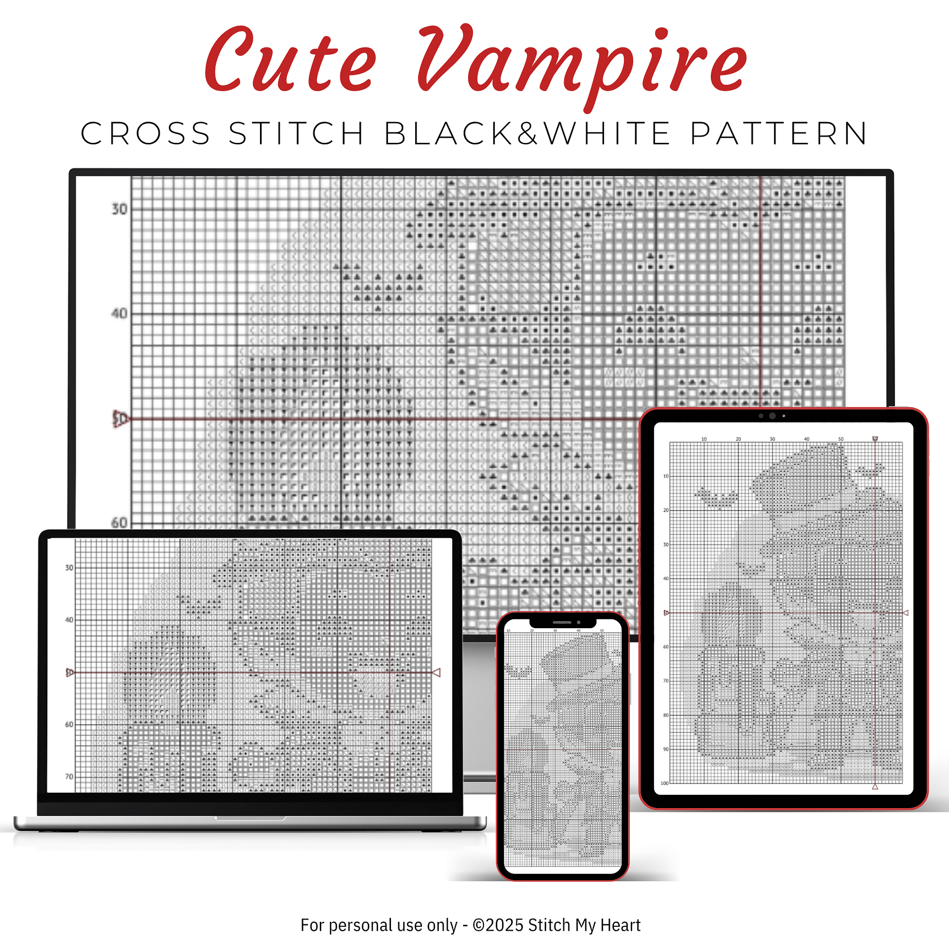 Halloween Vampire Cross Stitch Pattern product image (4)