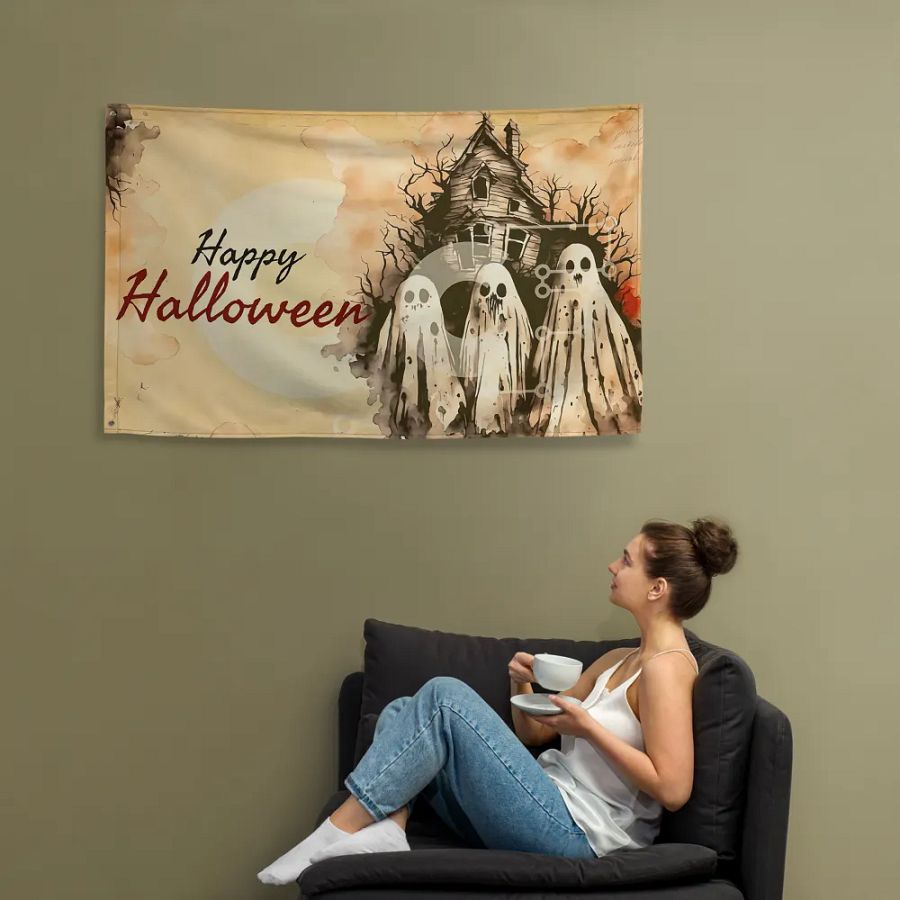Pastel Ghosts Spooky Halloween Flag product image (12)
