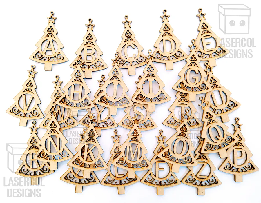 Monogram Christmas Tree Ornaments - Laser Cut Files product image (9)