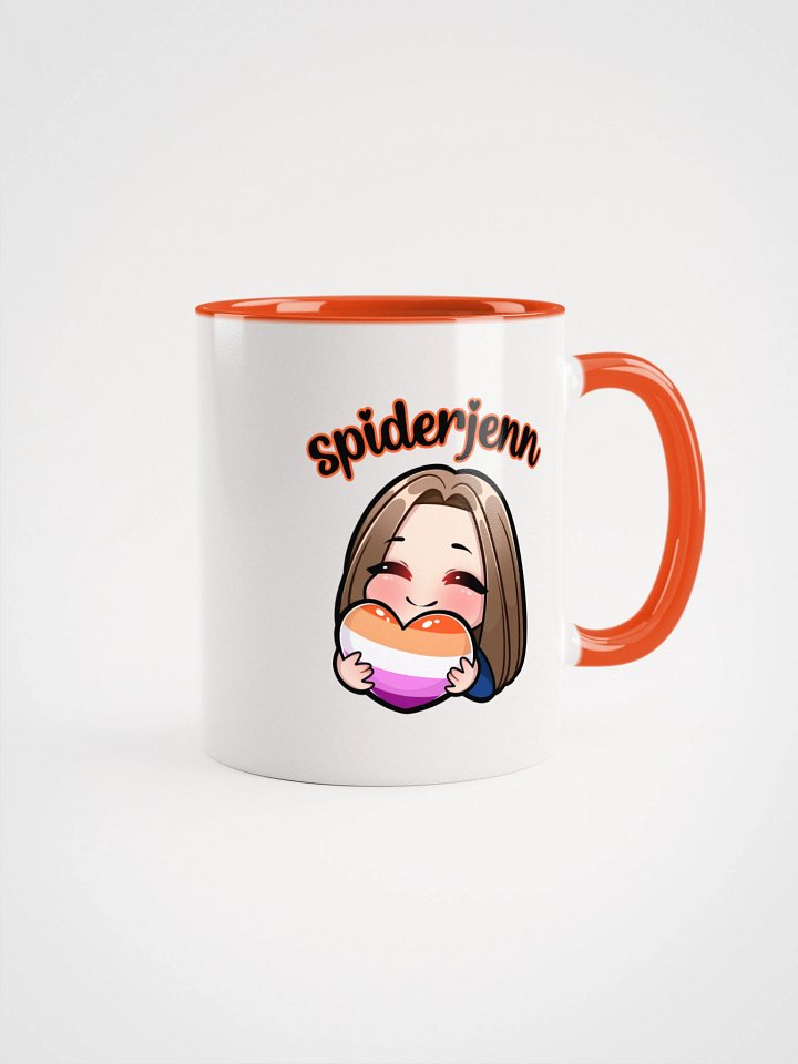 SpiderJenn Lesbian Heart Mug (Orange) product image (1)