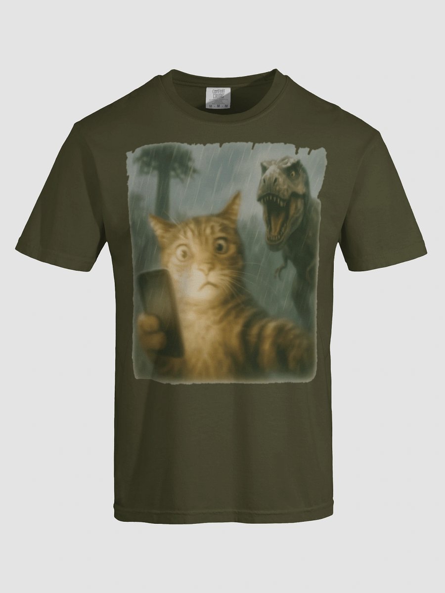 Confused Cat Selfie Dinosaur T-Shirt - Funny Dino & Kitten Tee product image (19)