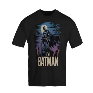 🦇🌙 Perch on Gotham's edge with the Nocturnal Perch: I'm Batman Oversized Faded T-Shirt – where the Dark Knight broods atop a ...