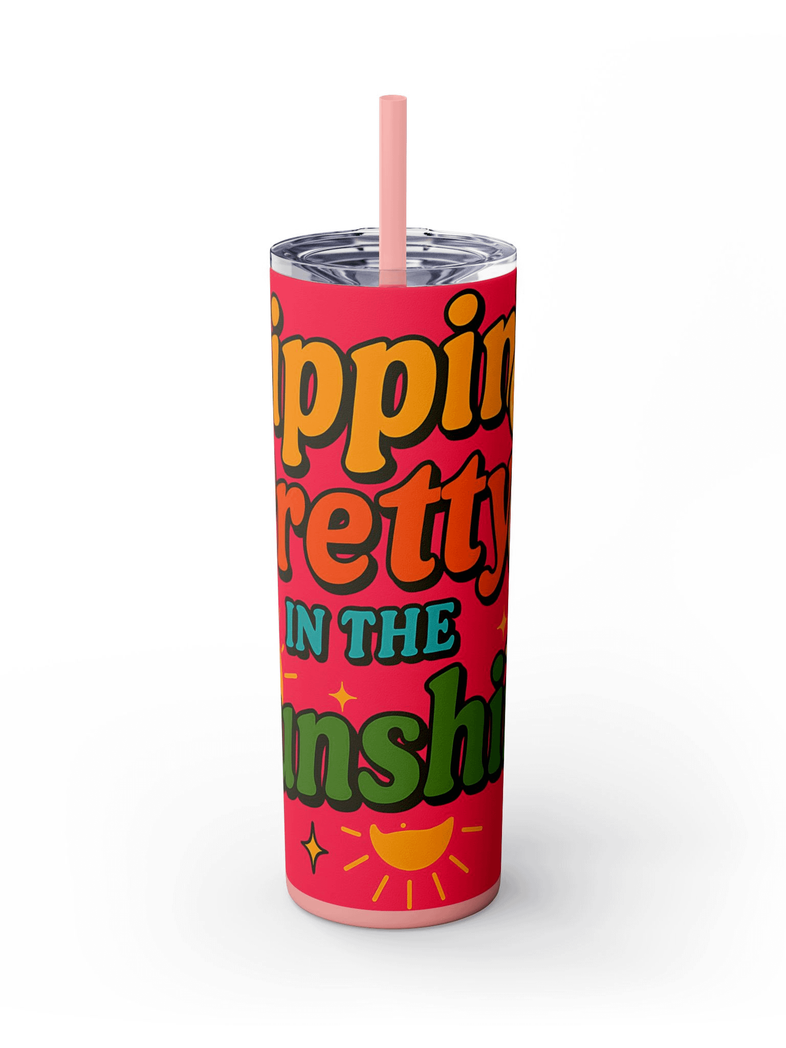 Sippin’ Pretty in the Sunshine Tumbler Wrap Bright Summer Drink PNG Sublimation Design product image (7)