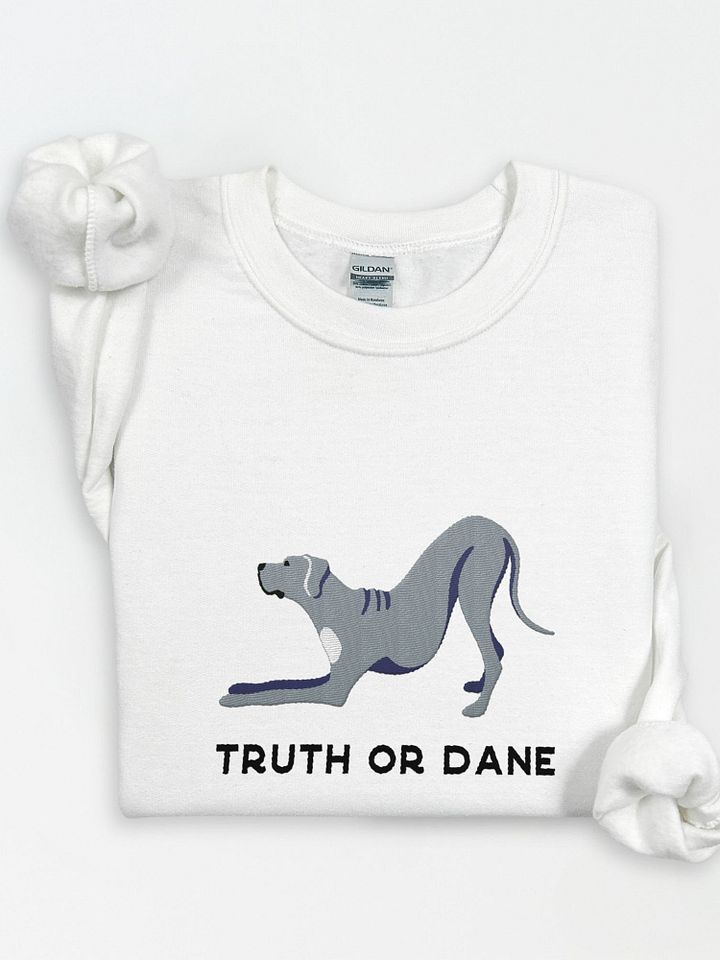Truth or Dane Sweatshirt (Embroidered) of a Great Dane(Gray) product image (1)