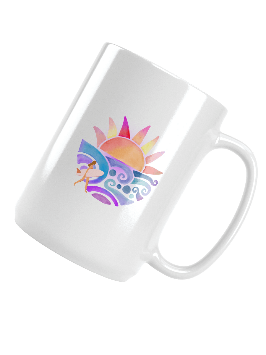 Sunset Surf Vibes Mug | Retro Watercolor Beach Aesthetic product image (4)