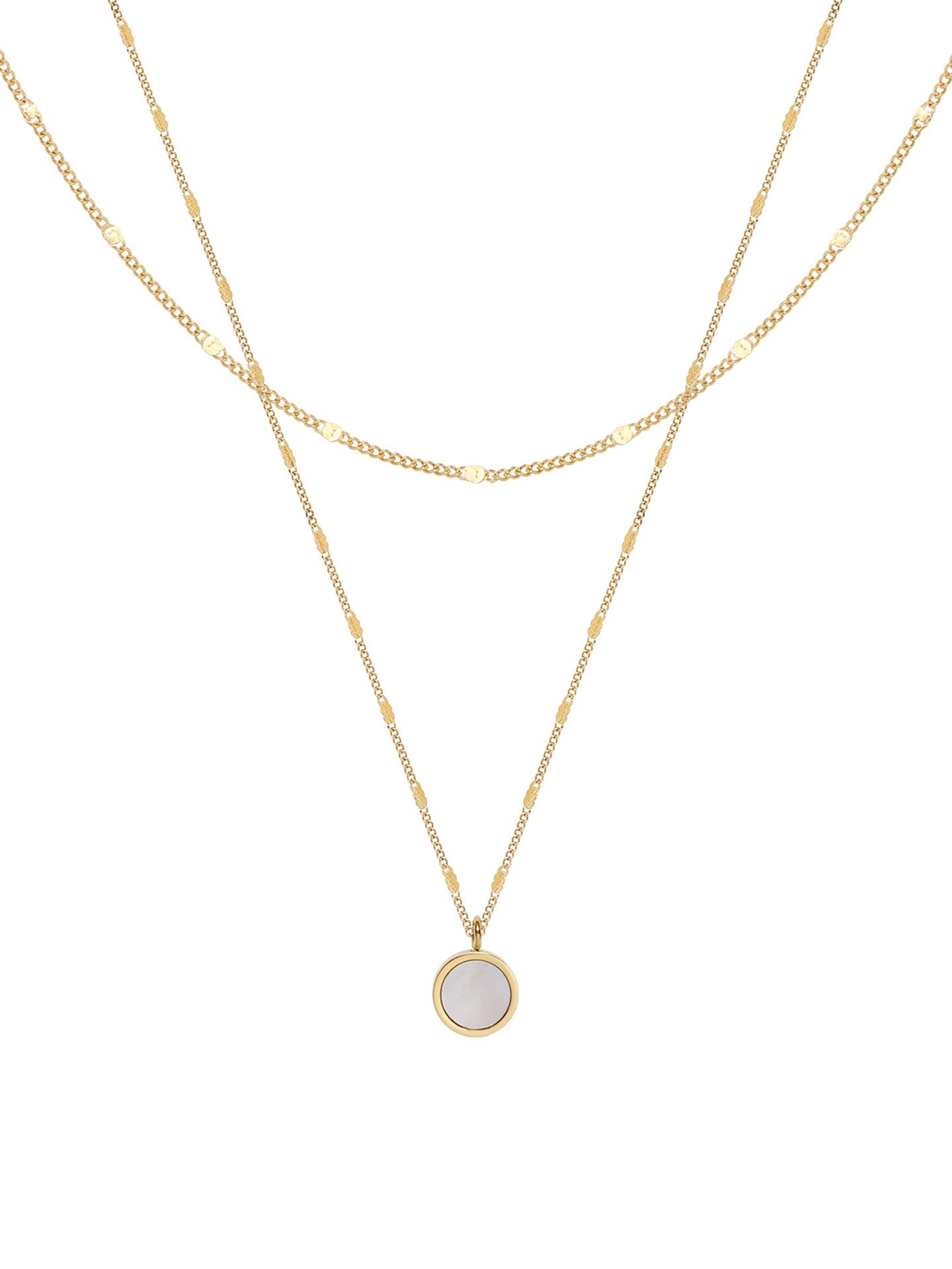 Double-Layer White Shell coin Necklace | 18K Gold Plated product image (1)