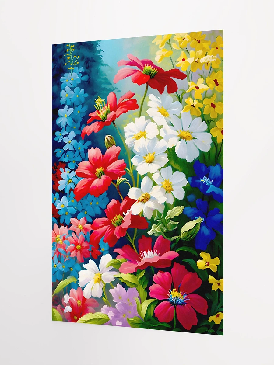 Garden Flowers in Bloom Red White Yellow Blossoms Forget-Me-Nots Matte Poster product image (5)