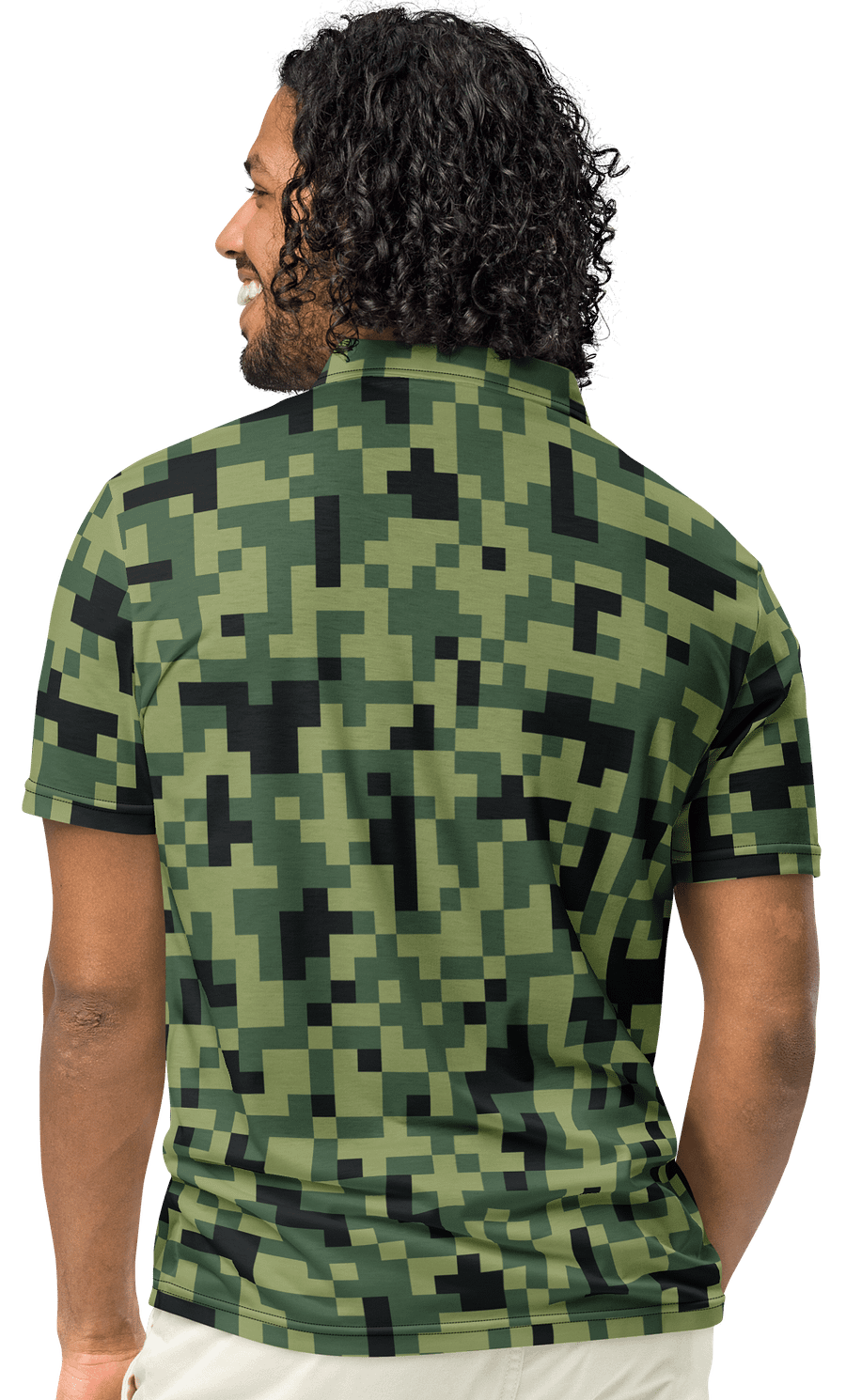 Military Green Camouflage Pixels Camo Pattern Polo Shirt product image (4)