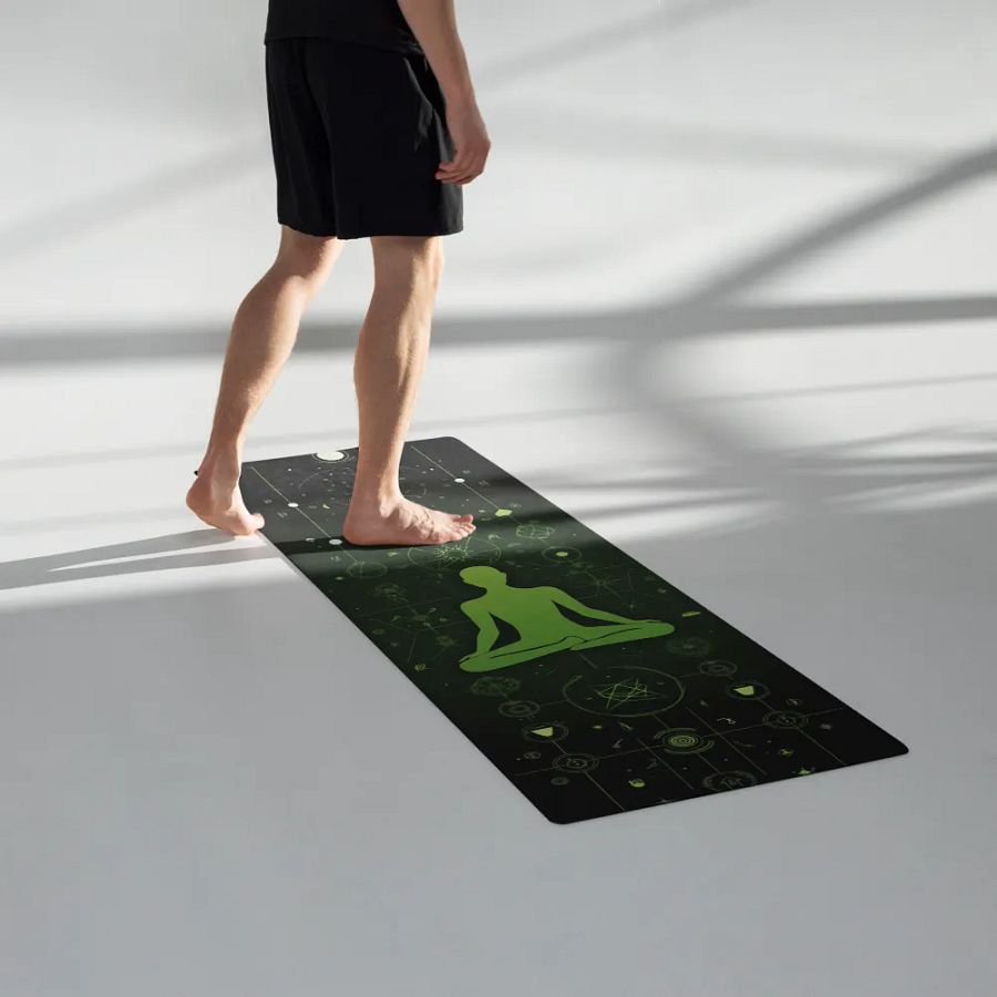 Premium Yoga Mat Featuring Dark Green Sukhasana Vibe product image (3)