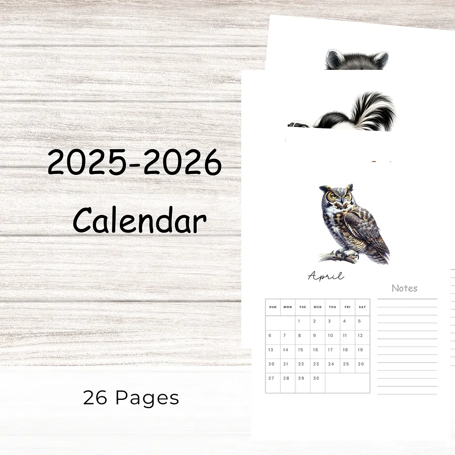 2025-2026 Printable Calendar Pages: Nature product image (2)