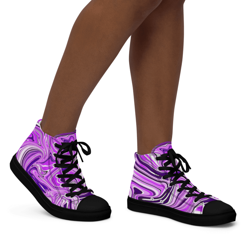Women's High Top Canvas Shoes - Purple Digital Fluid Art product image (5)