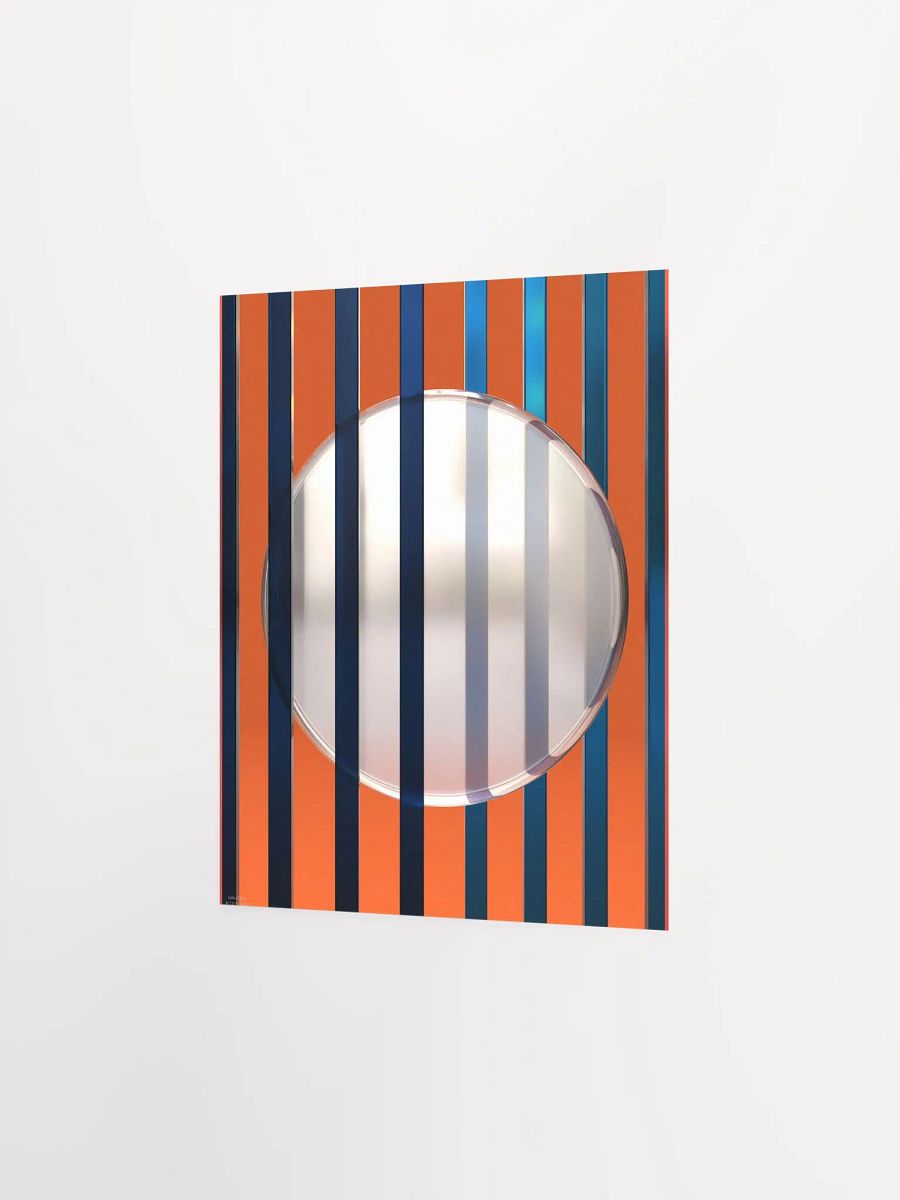 Minimalist 3D Digital Art | Blue Lines white Circle on Orange Background product image (3)