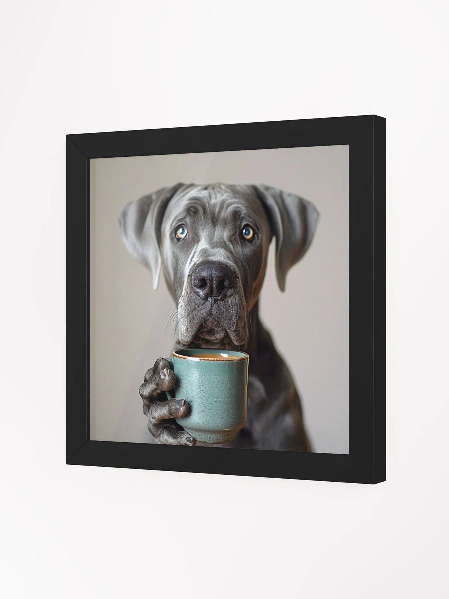 Cute Coffee Lover Great Dane Dog Framed Wall Art product image (4)