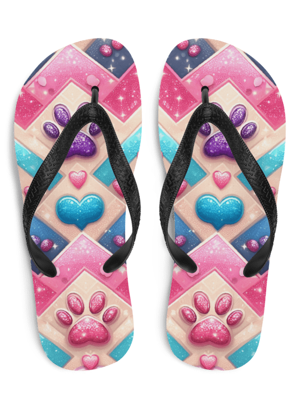 Paw Prints and Hearts Flip Flops product image (1)