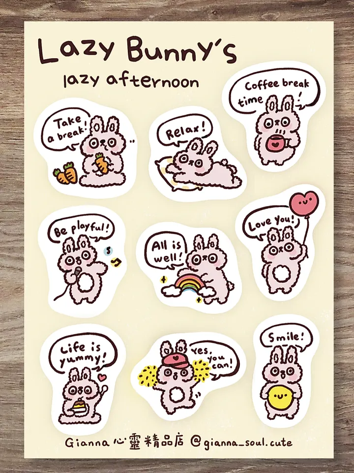 Lazy Bunny’s Lazy Afternoon | Positivity Sticker Sheet product image (1)