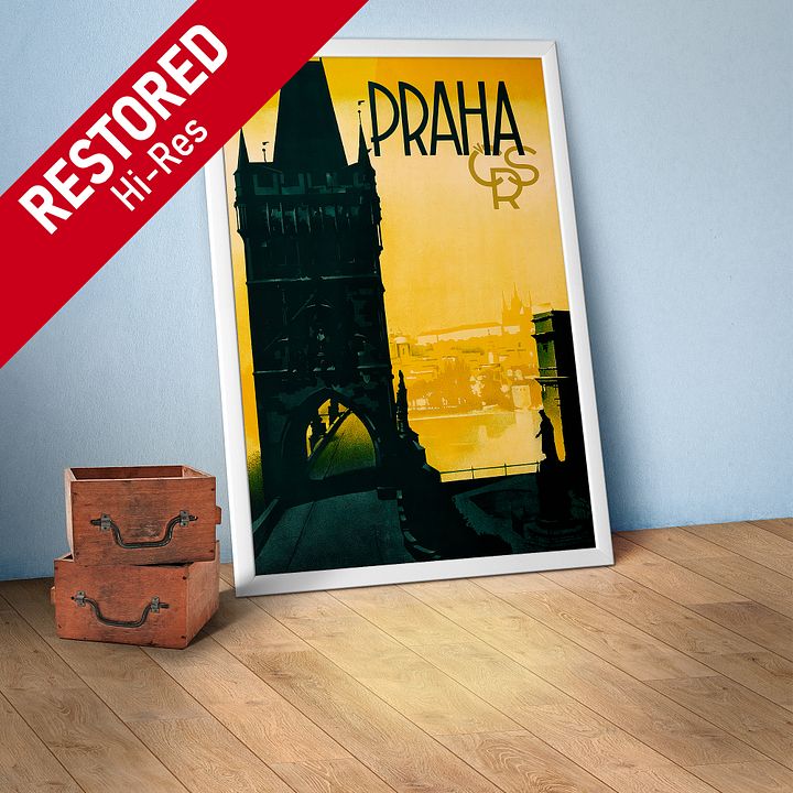 Prague Czech, 1930s — Retro travel poster, vintage travel print product image (1)