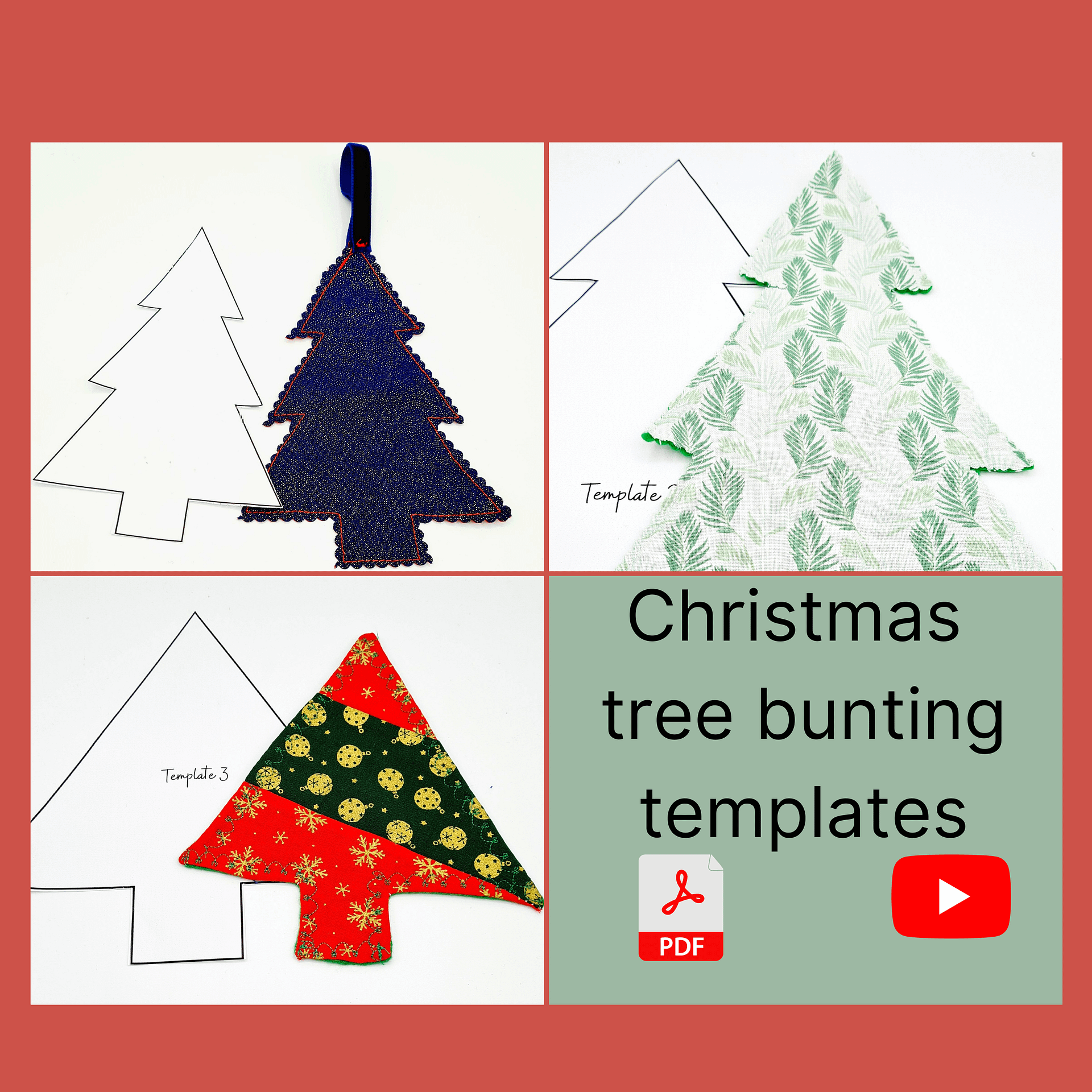 Christmas Tree bunting and decoration templates - PDF - DIGITAL DOWNLOAD product image (1)