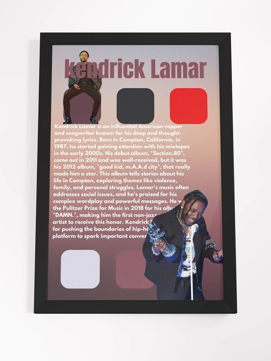 (12x18in) Kendrick Lamar: Framed Matte Poster product image (4)