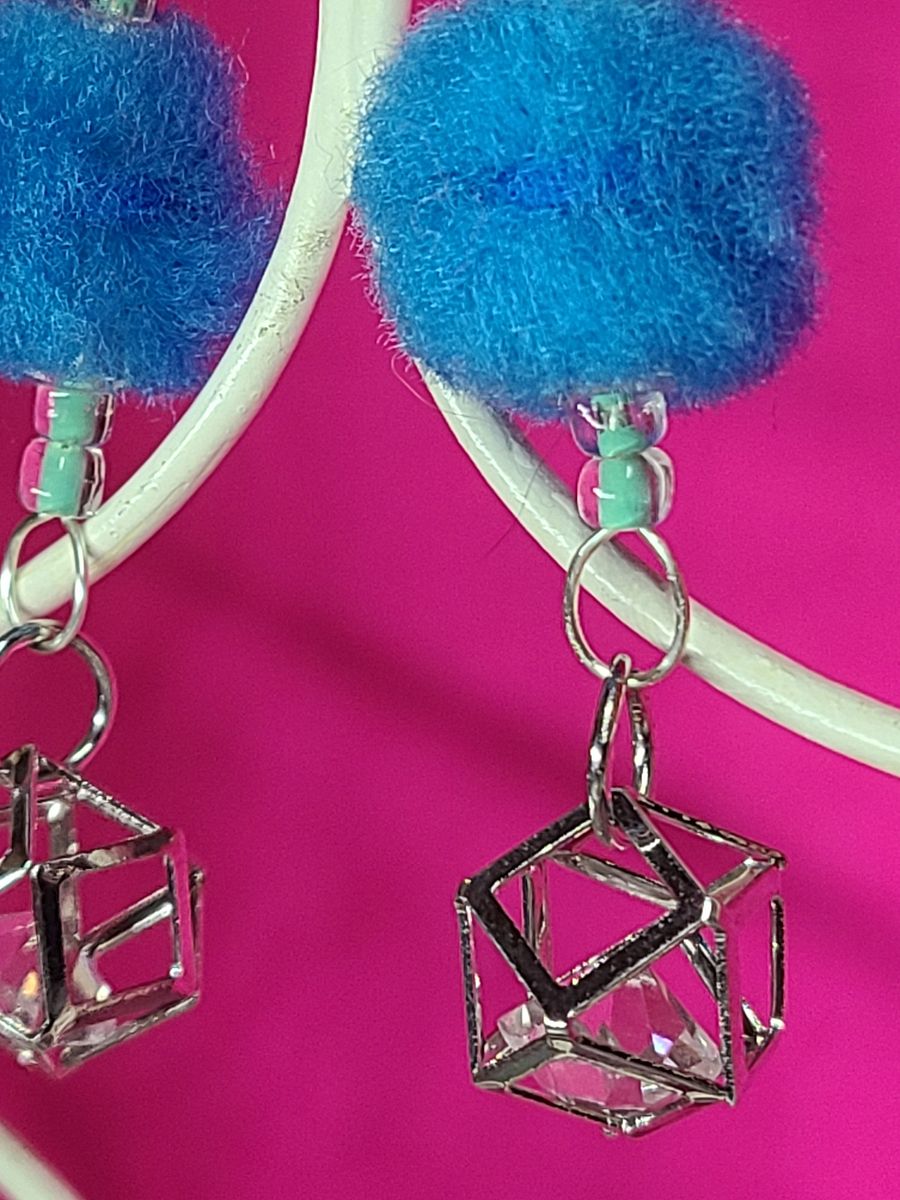 Blue Pom-Pom Earrings product image (3)