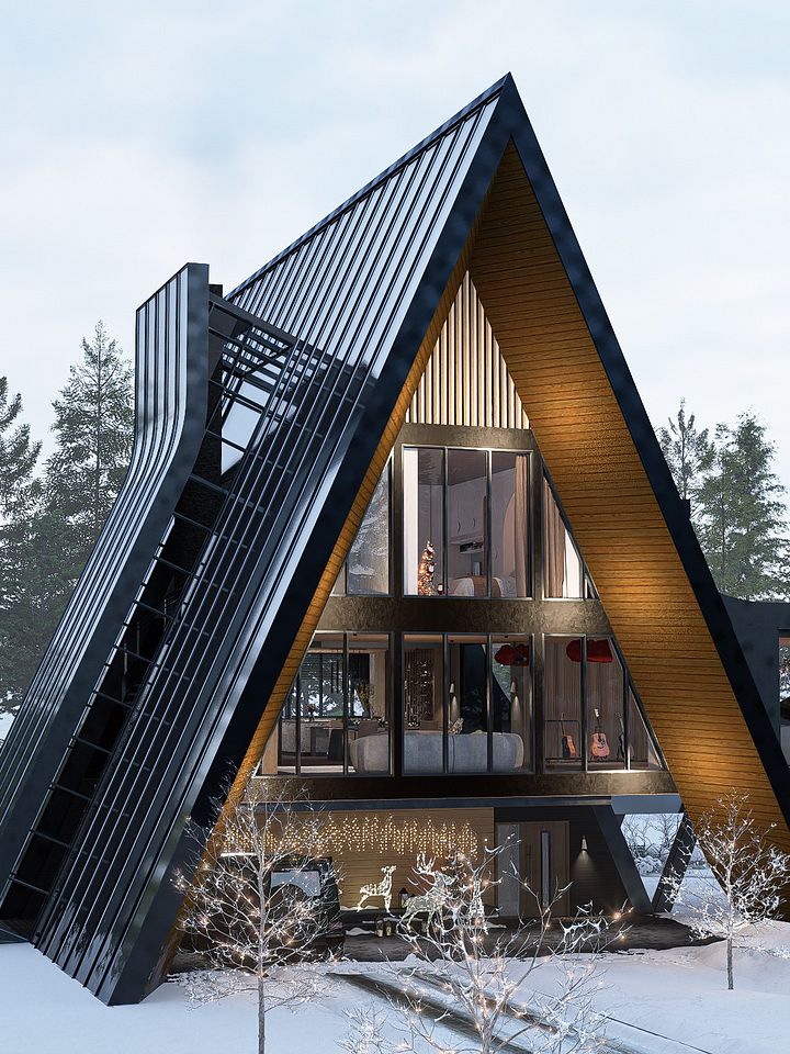 A Frame House 002 - Christmas House - Drawings\Blueprints CAD + PDF + 3D Model product image (2)